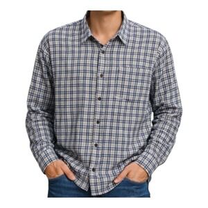 Cotton on Men's Tribeca Oversized Long Sleeve Shirt‎ Navy Mini Check  L